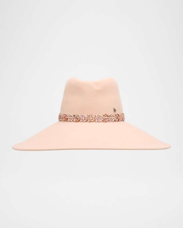 Anne Jewel Strass Felt Wool Fedora Hat